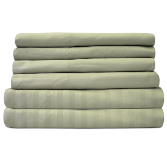 Dobby Stripe Sheets - 4 Piece 1500 Supreme Collection Fine Brushed Microfiber Deep Pocket Sheet Set - Sage, Twin