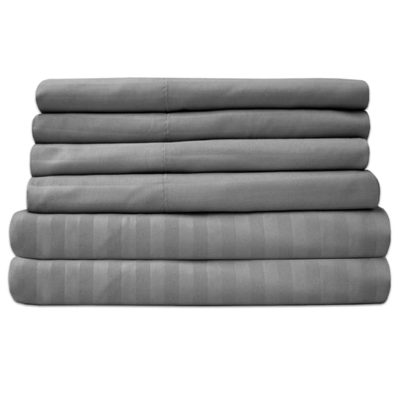 Dobby Stripe Sheets - 4 Piece 1500 Supreme Collection Fine Brushed Microfiber Deep Pocket Sheet Set - Silver, Twin