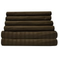 thumbnail image 1 of Dobby Stripe Sheets - 6 Piece 1500 Supreme Collection Fine Brushed Microfiber Deep Pocket Sheet Set - Coffee, Full, 1 of 3