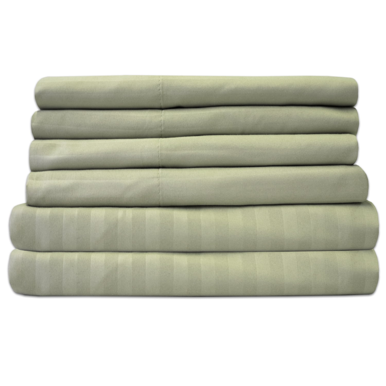 Dobby Stripe Sheets - 6 Piece 1500 Supreme Collection Fine Brushed Microfiber Deep Pocket Sheet Set - Sage, California King