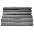 thumbnail image 1 of Dobby Stripe Sheets - 6 Piece 1500 Supreme Collection Fine Brushed Microfiber Deep Pocket Sheet Set - Silver, Queen, 1 of 3