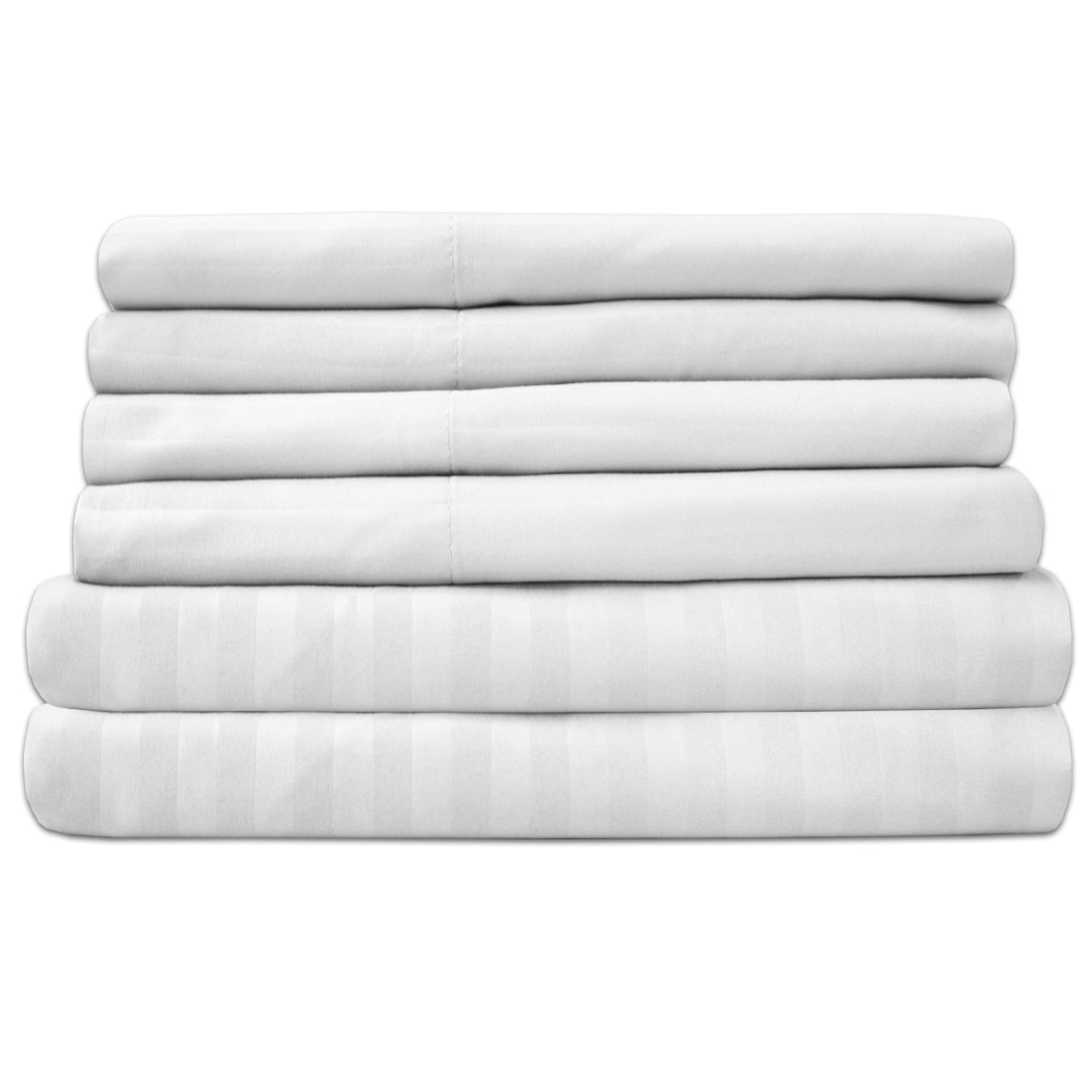 Dobby Stripe Sheets - 6 Piece 1500 Supreme Collection Fine Brushed Microfiber Deep Pocket Sheet Set - White, Cal King