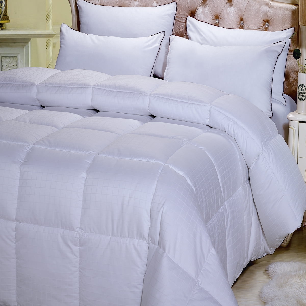 Dobby White Down Alternative Comforter Ultra Warm Winter Weight 300TC