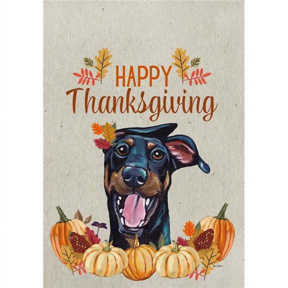 Doberman B/T Uncropped - HHS Best of Breed Thanksgiving House Flag