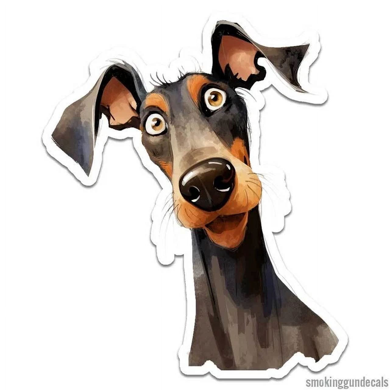 Curated visual reference: Picture Idea: Doberman Big Ears Sticker Indoor Outdoor Phone Decal Water Bottle