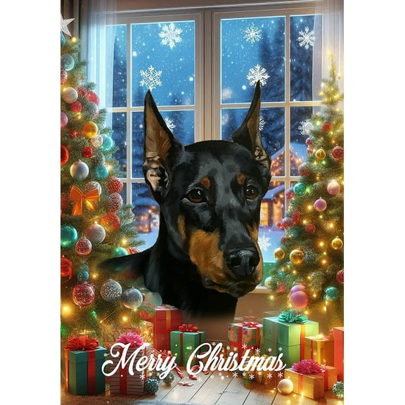 Doberman Black/Tan Cropped - Best of Breed Christmas Garden Flag
