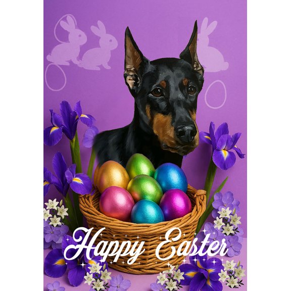 Doberman Black/Tan Cropped - Best of Breed Easter Holiday Outdoor Garden Flag 12" x 17" Mailbox Flag Dog Flag