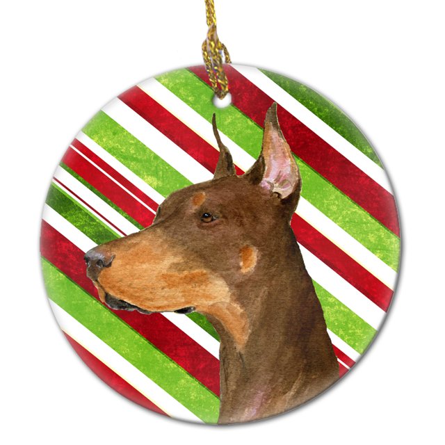 Carolines Treasures SS4575-CO1 Irish Wolfhound Candy Cane Holiday Christmas Ceramic Ornament 3 in multicolor