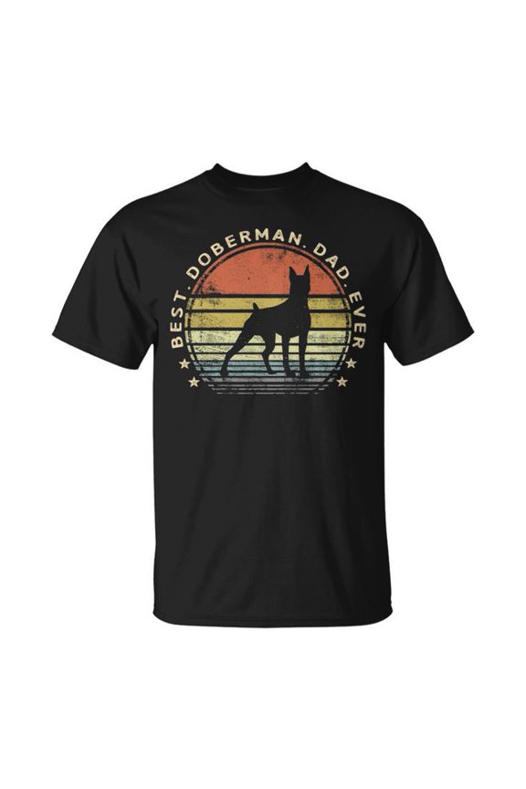 Doberman Dad Dobie Dog Lover Graphic Tee Unisex Adult Cotton Casual Comfortable Lightweight Shirt for Everyday Wear, Size XL, Color Black