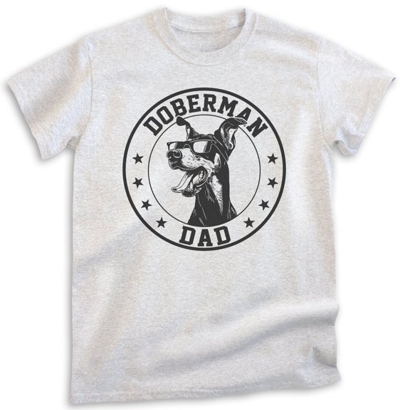 Doberman Dad T-shirt, Unisex Men's Shirt, Doberman Pinscher Owner, Best Dog Dad Gift, Heather Ash, Medium
