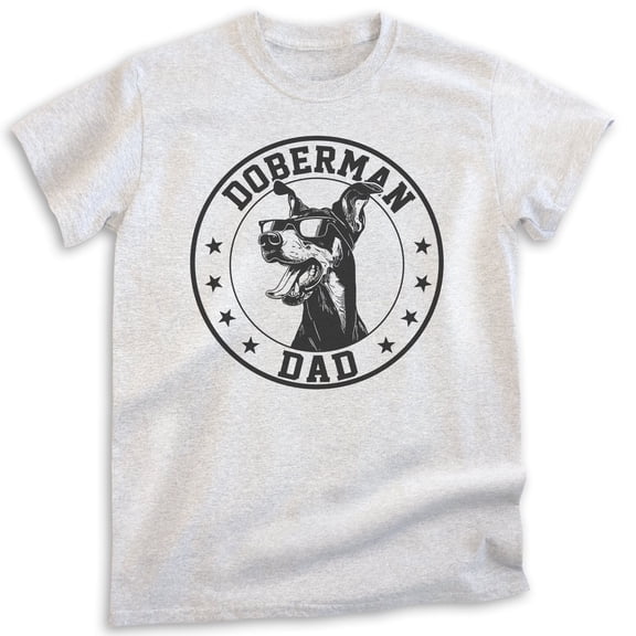 Doberman Dad T-shirt, Unisex Men's Shirt, Doberman Pinscher Owner, Best Dog Dad Gift, Heather Ash, X-Large