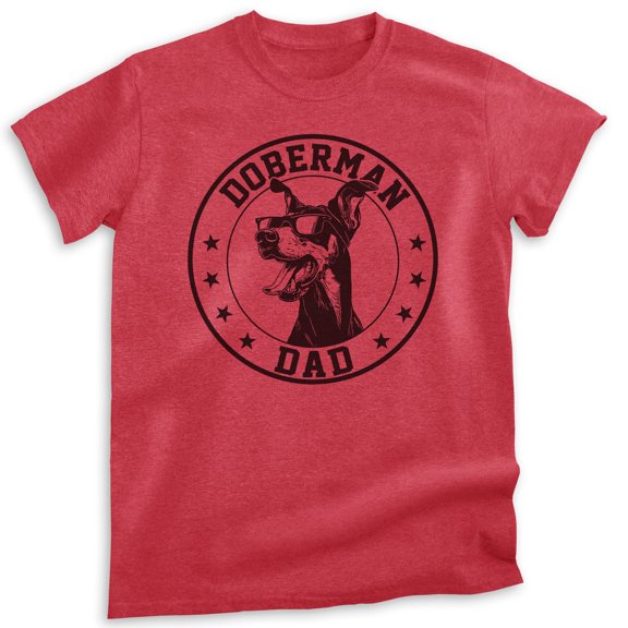 Doberman Dad T-shirt, Unisex Men's Shirt, Doberman Pinscher Owner, Best Dog Dad Gift, Heather Red, Medium