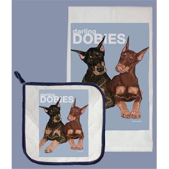 Doberman Dish Towel And Pot Holder Set