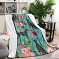 thumbnail image 1 of Doberman Dog Pattern with Pioneer Flower Blanket,Comfortable Soft Lamb Wool Throw Blanket,All Season,Warm Lightweight Blankets for Sofa Bed Couch Living Room Chair,60"x80", 1 of 4