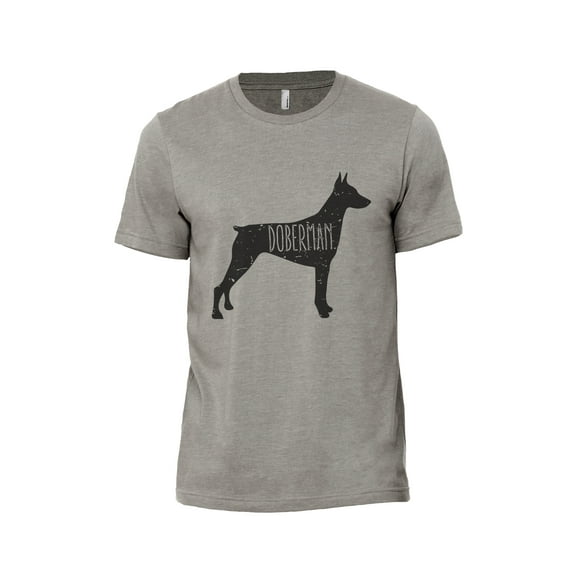 Doberman Dog Silhouette Men's Modern Fit Fun Casual T-Shirt Printed Graphic Tee Military Grey X-Large