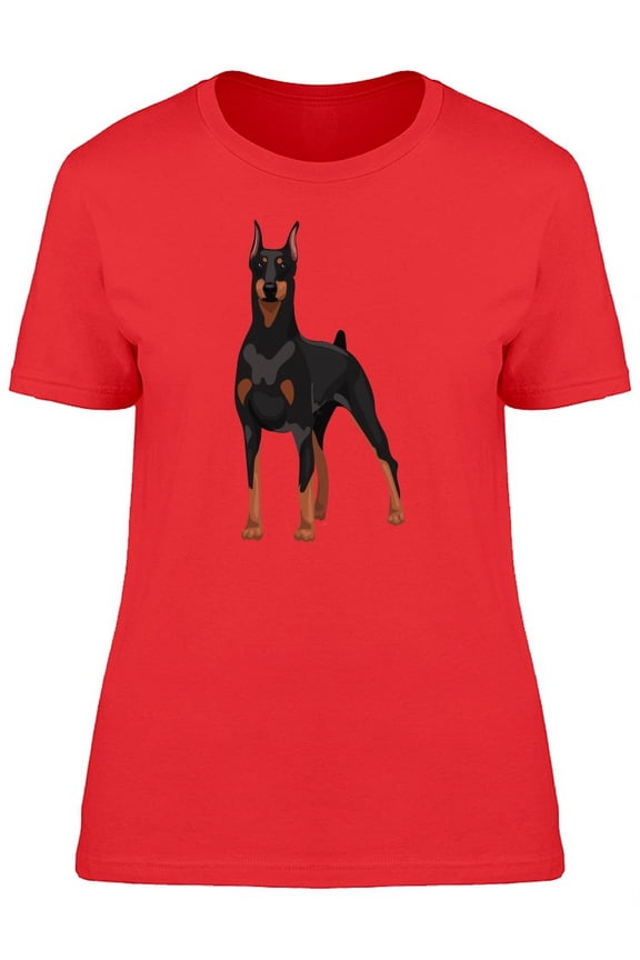 Doberman Dog Standing T-Shirt Women -Image by Shutterstock, Female Medium