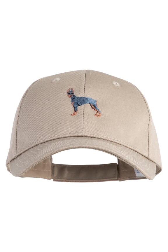 Doberman Embroidered New High Profile Twill Caps - Khaki OSFM