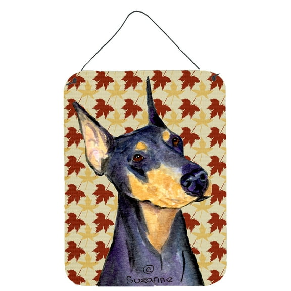 Doberman Fall Leaves Portrait Wall or Door Hanging Prints