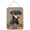 thumbnail image 1 of Doberman Faux Burlap and Pine cones Wall or Door Hanging Prints, 1 of 2