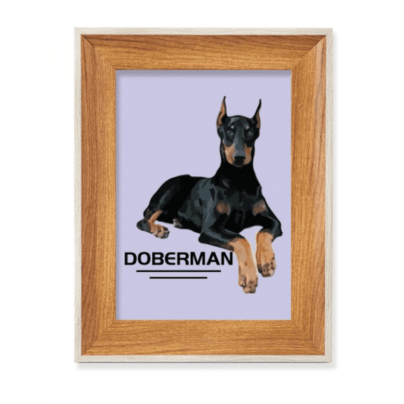 Doberman Ferocious Ear Animal Desktop Wooden Photo Frame Display Picture Art Painting Multiple Sets