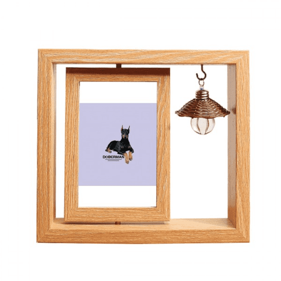 Doberman Ferocious Ear Animal Wooden Rotating Picture Photo Frame 4x6