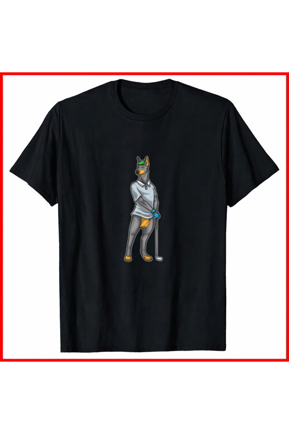 Doberman Golf Clubs Graphic Tee Sports Theme Casual Daily Fashion,for unisex up to 5XL
