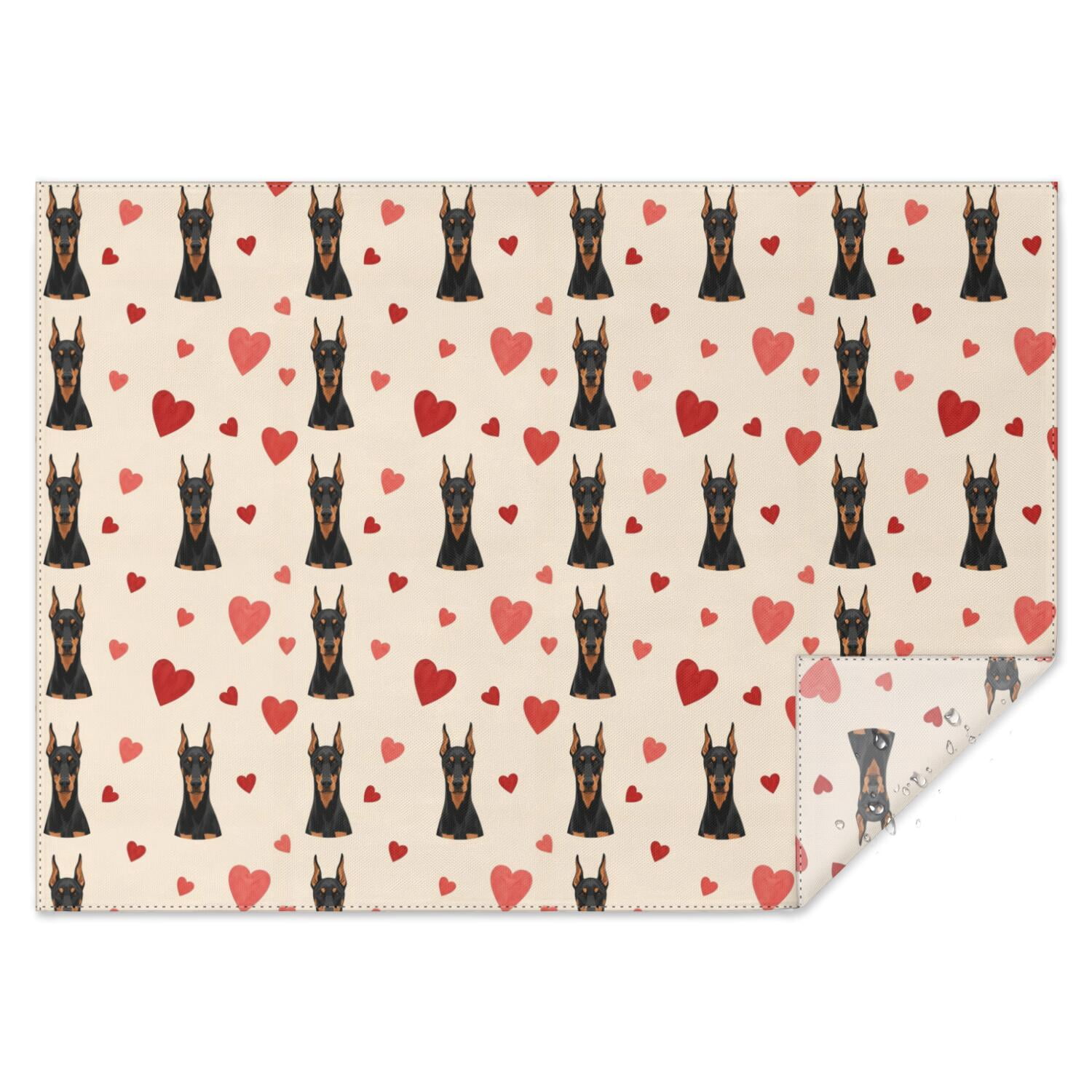 Doberman Heart Layered Beige Pattern Rectangular Tablecloth 60x84 Inch ...