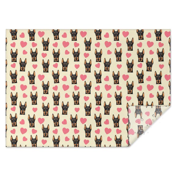 Doberman Heart Pastel Beige Pattern Rectangular Tablecloth 60x84 Inch, Waterproof Stain Resistant Decorative Table Cover for Dining, Party & Wedding