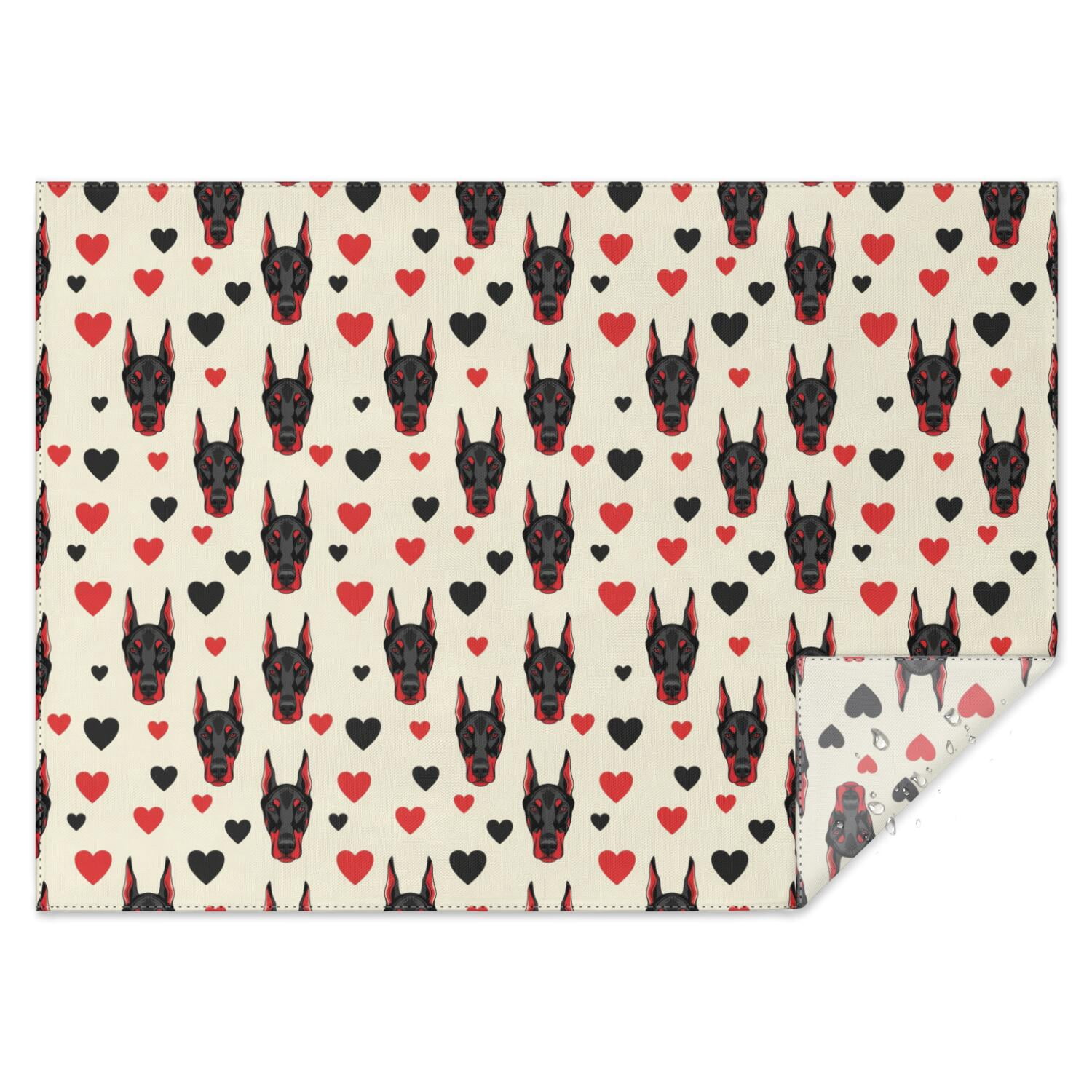 Doberman Heart Red Black Beige Pattern Rectangular Tablecloth 60x84 ...