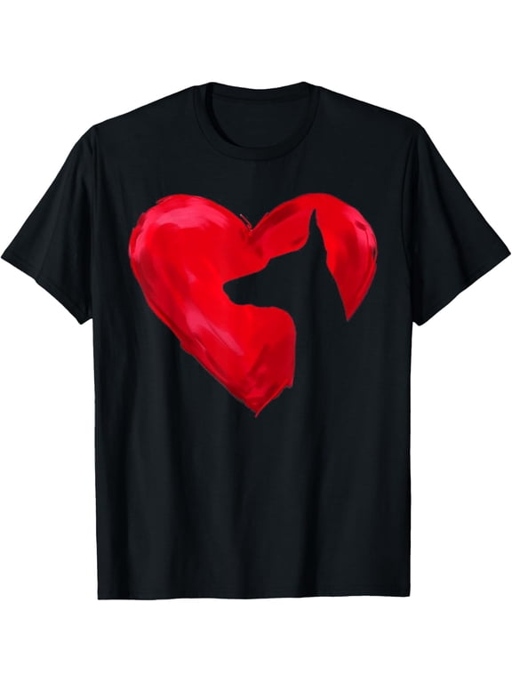 Doberman Heart silhouette Valentine's Day Dog Lover Gift T-Shirt