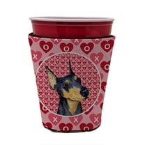 Doberman Hearts Love and Valentines Day Red Cup Hugger