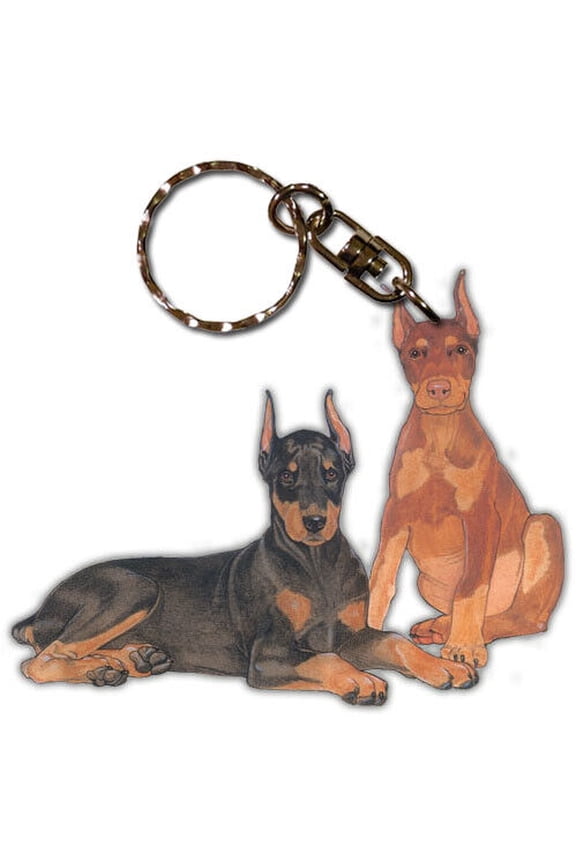 Doberman Keychain, Souvenir Key Holder, Dog Charm Tag, Pet Key Rings Craft Ornaments, Wooden Die-Cut