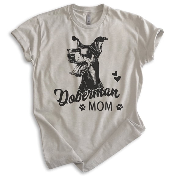 Doberman Mom T-shirt, Unisex Women's Shirt, Doberman Pinscher Owner, Best Dog Mom Gift, Light Silk Gray, Medium