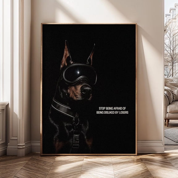 Doberman Motivational Fearless Mindset Quote Stop Being Afraid Quote Entrepreneur Office Poster Unframed Paper Print