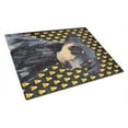 thumbnail image 1 of Doberman Natural Ears Candy Corn Halloween Portrait Glass Cutting Board Large, 1 of 2