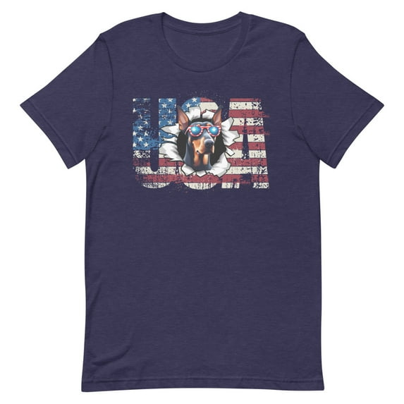 Doberman Pinscher 4th July Memorial Day USA (Heather Midnight Navy, M)