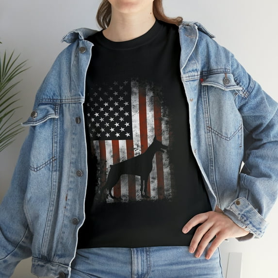 Doberman Pinscher American Flag T-Shirt
