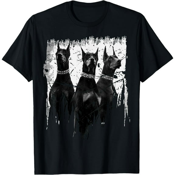 Doberman Pinscher Black and White Dog Lovers T-Shirt mens t shirt，black，women，funny，misfits，men，journey