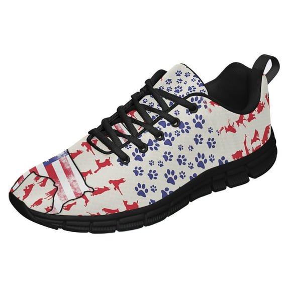 Doberman Pinscher Celebrate Fourth Of July Independent Running Shoes Sneakers Mesh Black Size 13