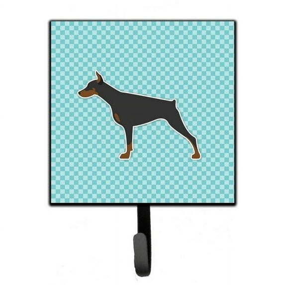 Doberman Pinscher Checkerboard Blue Leash or Key Holder