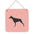 thumbnail image 1 of Doberman Pinscher Checkerboard Pink Wall or Door Hanging Prints, 1 of 1