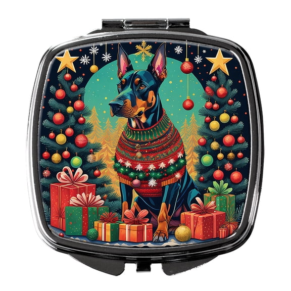 Doberman Pinscher Christmas Compact Mirror 2.75 in x 3 in