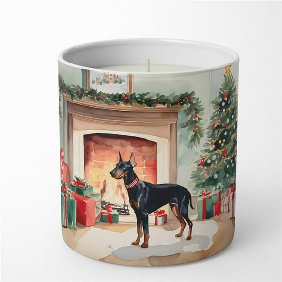 Doberman Pinscher Cozy Christmas Decorative Soy Candle 3.25 in x 3.75 in