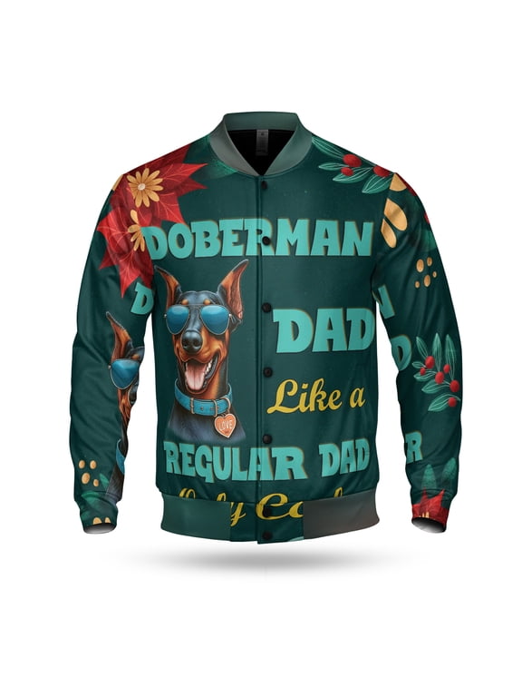 Doberman Pinscher Dad Like a Regular Dad Only Cooler Happy Father's Day All Over Print 3D Baseball Jacket Doberman Dog Lover Gifts Bomber Jacket Softball - 02007
