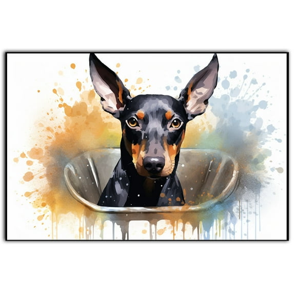 Doberman Pinscher Dog Canvas Bathroom Décor - Unique Bath Wall Decor - Modern Canvas Bathroom Wall Art - Room Decor - Bathroom Decorations - Restroom Sign - Wall decor living room