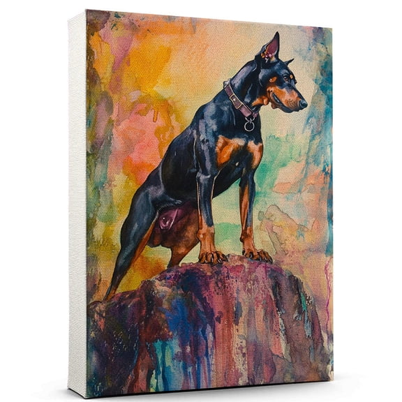 Doberman Pinscher Dog Canvas Canvas  Climbing Theme Dog Art for Wall, Doberman Pinscher Dog Playing Climbing Wall Art, Dog Lover Canvas Decor