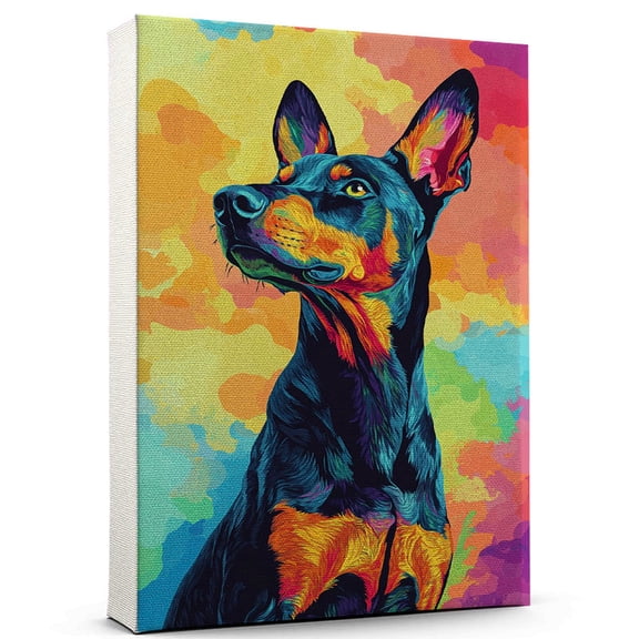 Doberman Pinscher Dog Canvas Climbing Canvas Cute Doberman Pinscher Canvas Wall Art of Puppy Playing Climbing, Perfect for Dog and Sports Fans