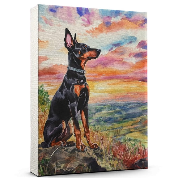 Doberman Pinscher Dog Canvas Climbing Canvas Funny Doberman Pinscher Dog Canvas Artwork, Funny Dog Wall Art for Climbing Room or Pet Shop