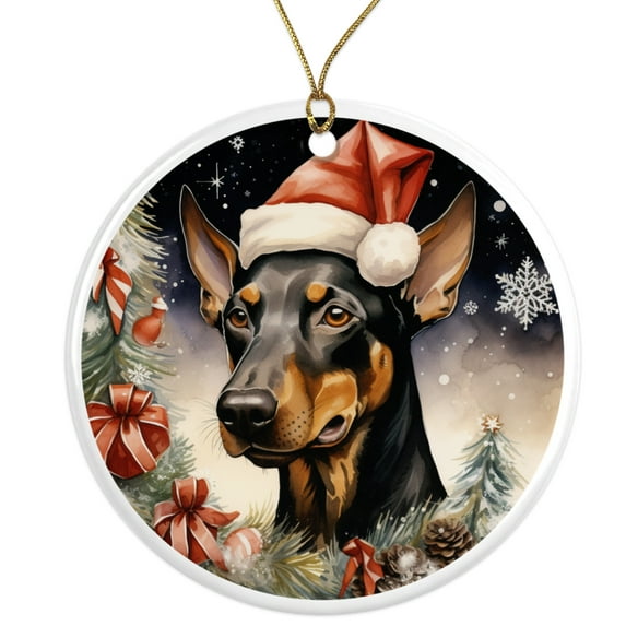Doberman Pinscher Dog Ornament - Pet Ornament for Christmas Tree - 3" Round Ceramic - Printed in USA - Puppy New Dog - Dog Mom - Dog Dad - Pet Owner - Xmas Decoration DOG083