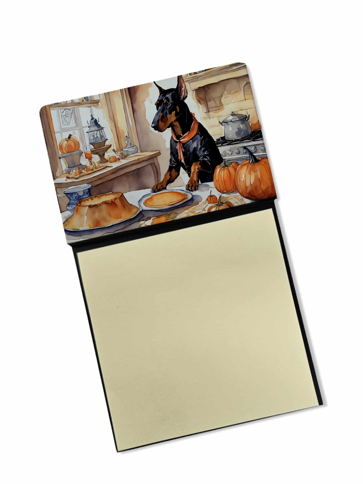 Note Pincher Doberman Pinscher Fall Kitchen Pumpkins Sticky Note Holder 3.25 in x 5. ...